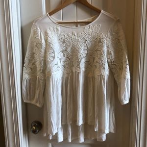Deletta White Lace Detail Top